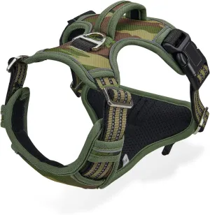 Dog Harness for Large Dogs No Pull Dog Harness with Handle 2 Metal Leash Clips, Adjustable Reflective Puppy Harness, Breathable Camo Oxford Padded Vest Easy Control Front Clip for Medium Large Dogs