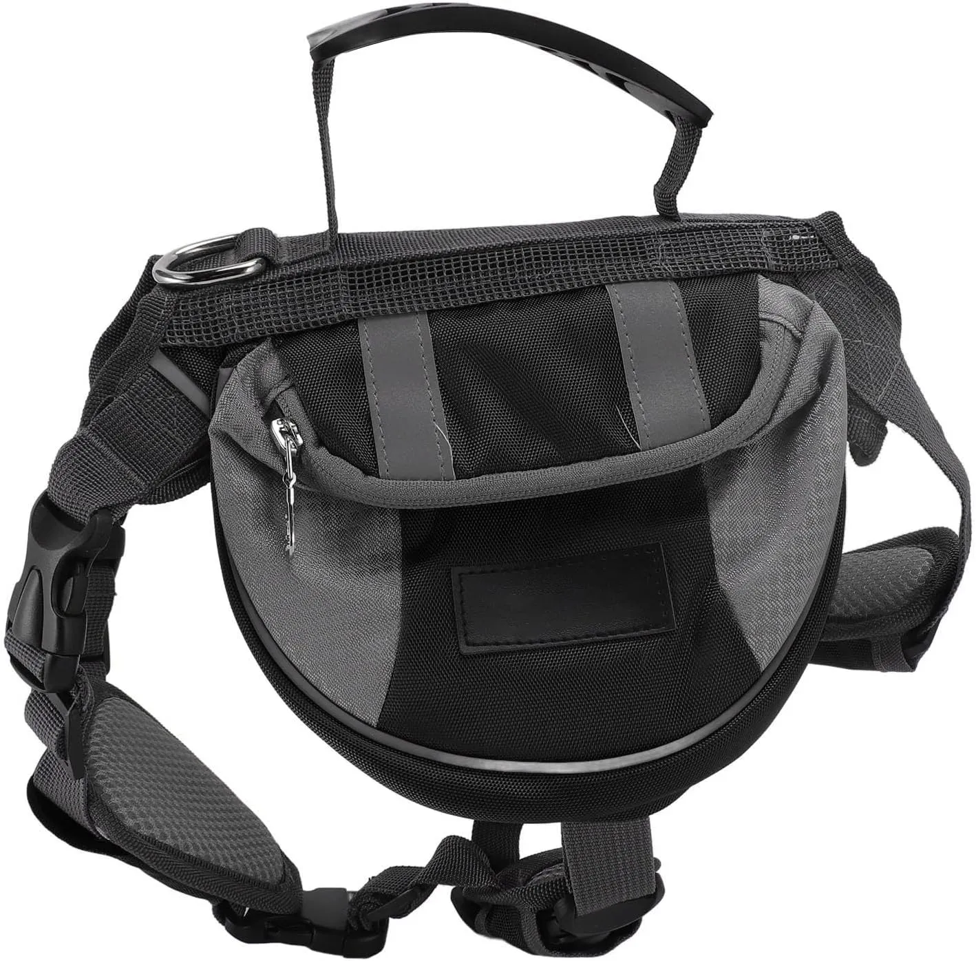 Dog Harness Saddlebag, Easy To Wear Portable Durable Dog Backpack Saddle Bag Reflective Stripe for Travel (Black)