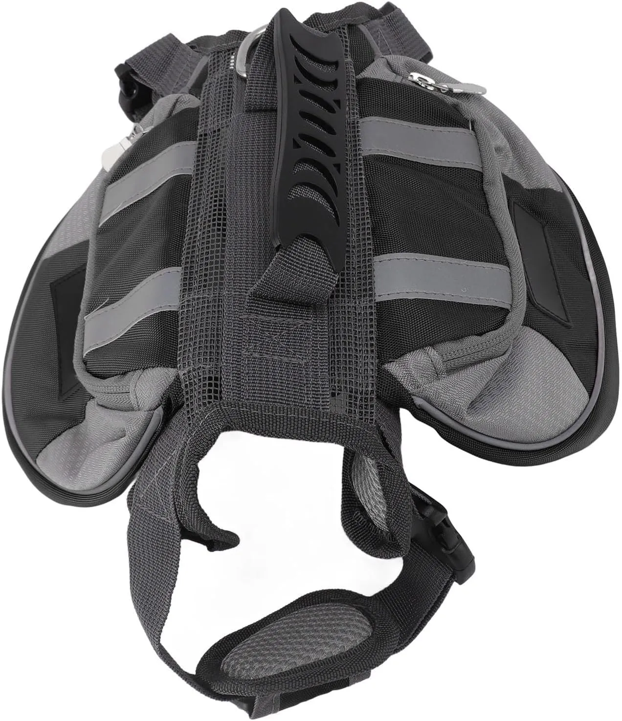 Dog Harness Saddlebag, Easy To Wear Portable Durable Dog Backpack Saddle Bag Reflective Stripe for Travel (Black)