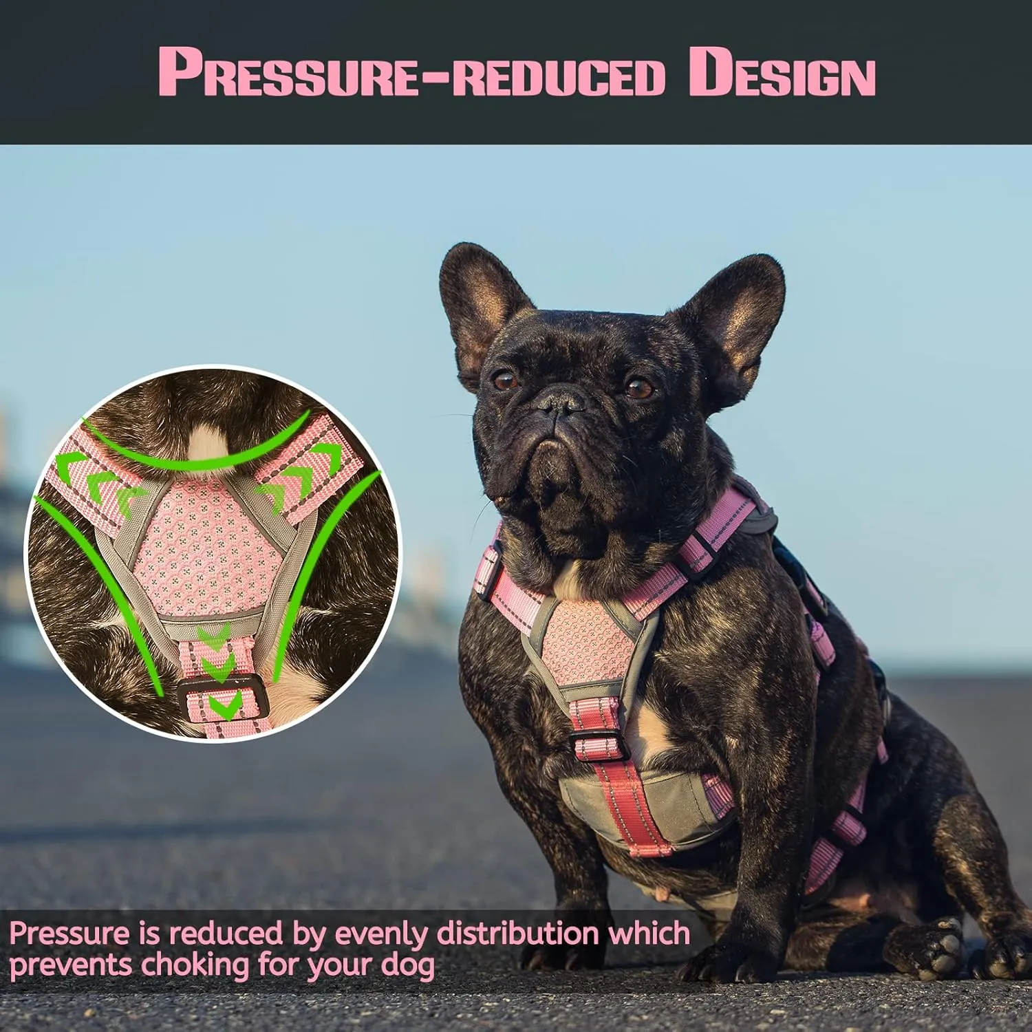 Dog Harnesses Escape Proof, Escape Artist Harness, Fully Reflective Harness with Padded Handle, Breathable,Durable, Adjustable Vest for Large Dogs Walking, Training, and Running Gear Pink (Large)