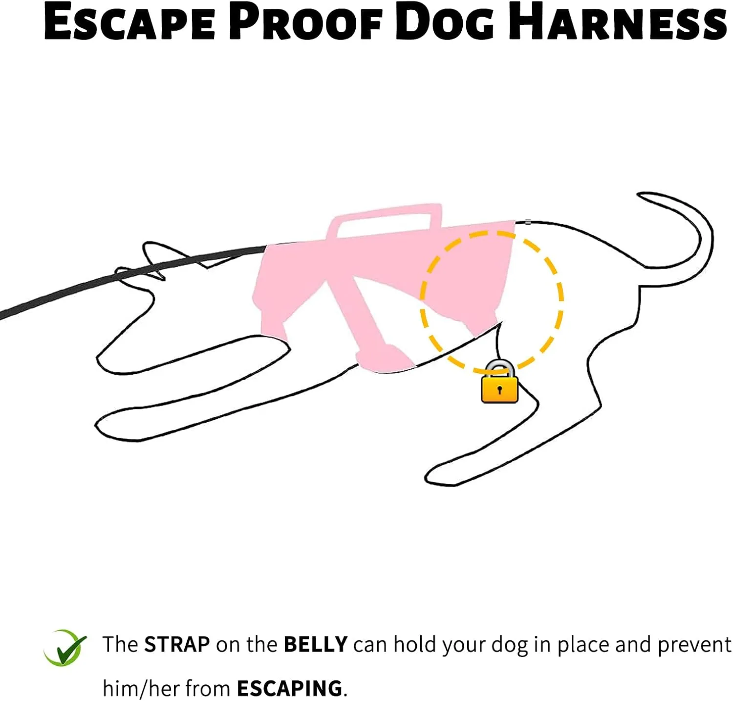Dog Harnesses Escape Proof, Escape Artist Harness, Fully Reflective Harness with Padded Handle, Breathable,Durable, Adjustable Vest for Large Dogs Walking, Training, and Running Gear Pink (Large)