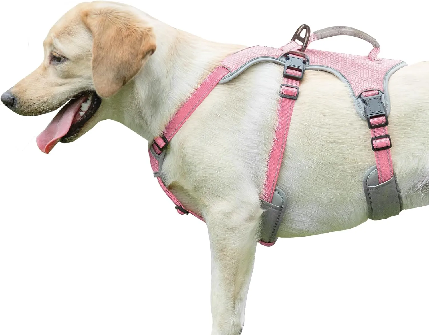 Dog Harnesses Escape Proof, Escape Artist Harness, Fully Reflective Harness with Padded Handle, Breathable,Durable, Adjustable Vest for Large Dogs Walking, Training, and Running Gear Pink (Large)