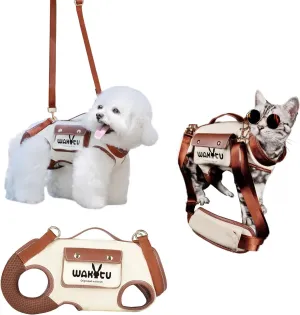 Dog Lift Harness Dog Carrier VES Harness Adjustable Leash with Small Puppy Treat Bag,Fits Most Cars,S，4-8 LBS