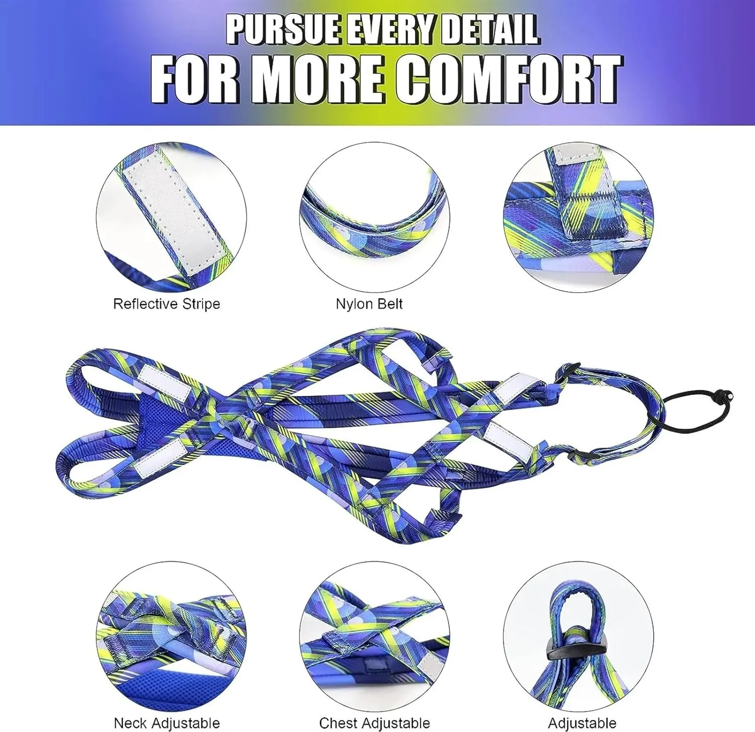 Dog Sledding Harness,Dog Weight Pulling Harness,Speed Training,Work Out Dog Sled Harness for Medium,Large Dogs(Blue,L)