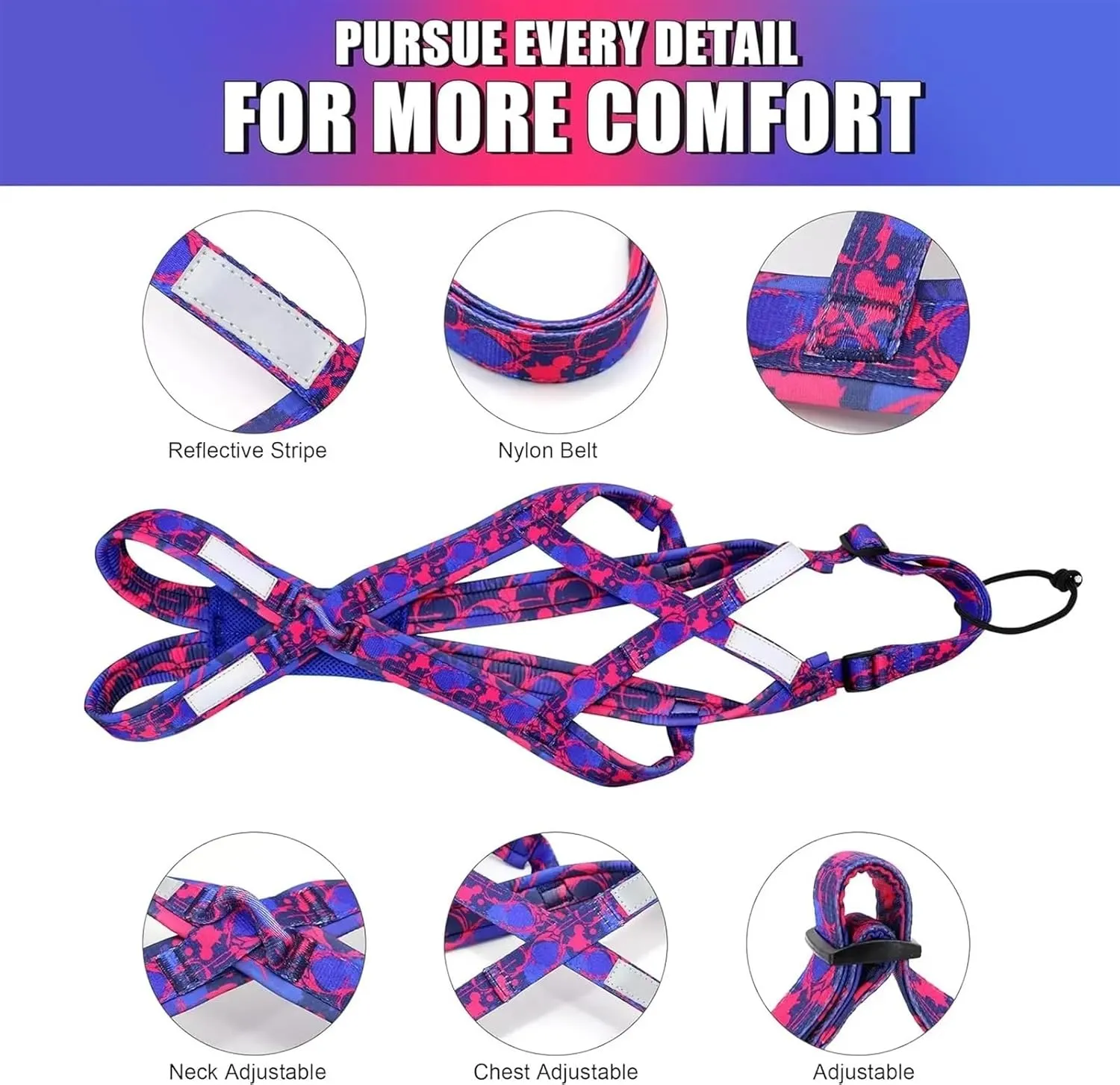 Dog Sledding Harness,Dog Weight Pulling Harness,Speed Training,Work Out, Sled Harness for Medium and Large Dogs(Blue,XL)