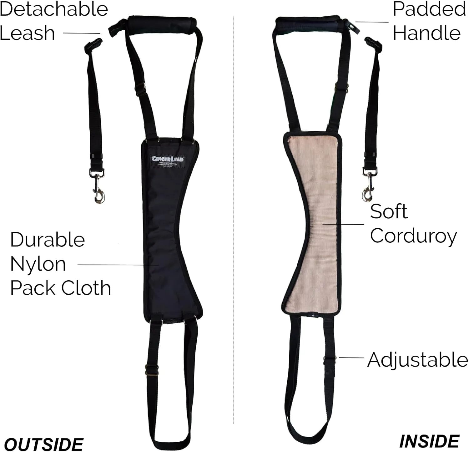 Dog Sling Hip Support Harness, SM Male fits Small to Medium Size Pets 20-65 lbs. (Male Dachshunds use X-Small Size) or Larger Barrel Chested Dogs Like Boxers or Bullies. Made in U.S.A.