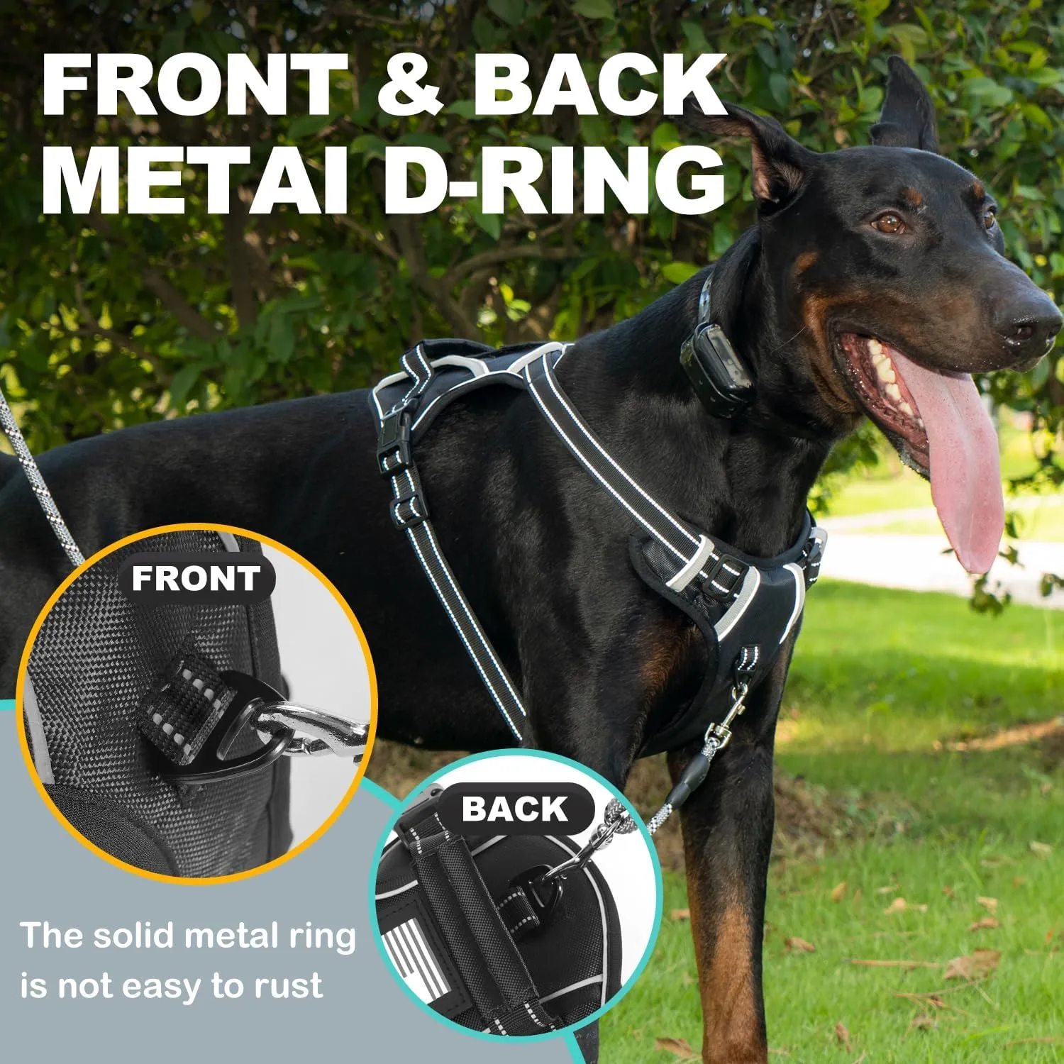 Dog Vest Harness for Small Dogs with 2 Dog Patches, No Pull Adjustable Dog Harness with Handle for Walking Training, Reflective and Soft Padded Pet Harness for Small Dogs - Black, XS