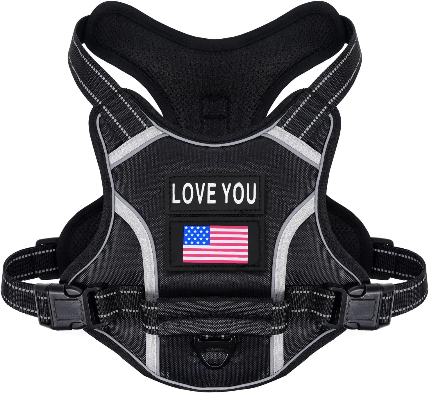 Dog Vest Harness for Small Dogs with 2 Dog Patches, No Pull Adjustable Dog Harness with Handle for Walking Training, Reflective and Soft Padded Pet Harness for Small Dogs - Black, XS