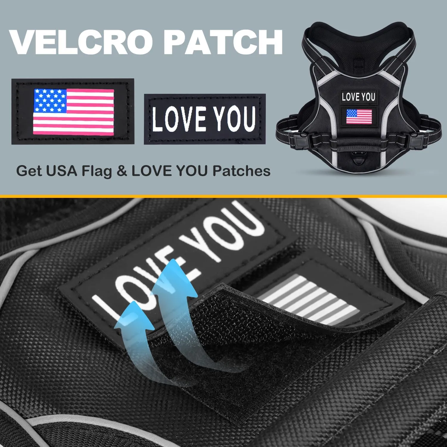 Dog Vest Harness for Small Dogs with 2 Dog Patches, No Pull Adjustable Dog Harness with Handle for Walking Training, Reflective and Soft Padded Pet Harness for Small Dogs - Black, XS
