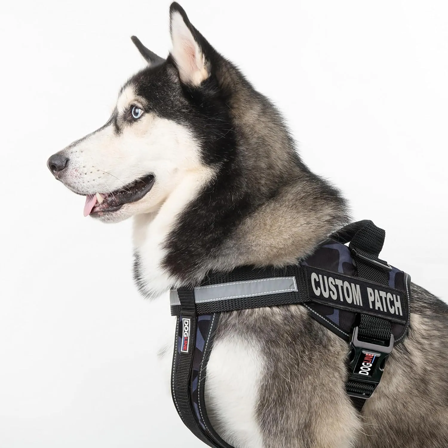 Dogline Unimax Dog Harness Vest with Custom Patches Reflective No-Pull, Adjustable Straps, Breathable Neoprene for Medical, Service, Identification and Training Dogs Girth 15 to 19" Giraffe Gray