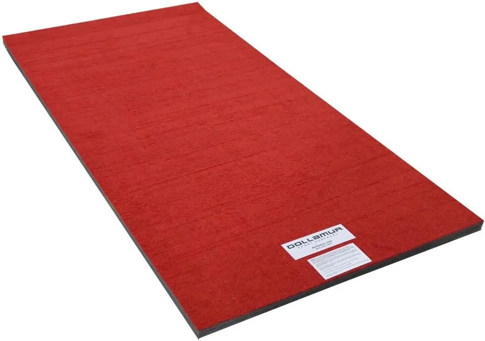 Dollamur 3'x6'x1-3/8" Gymnastics Mat, Red, Carpeted Mat for Tumbling and Cheerleading