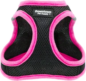 Downtown Pet Supply Step in Dog Harness for Small Dogs No Pull, Large, Black w/Pink Trim - Adjustable Harness with Padded Mesh Fabric and Reflective Trim - Buckle Strap Harness for Dogs