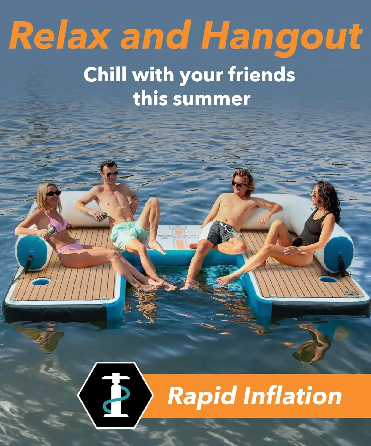 Driftsun Inflatable Floating Dock Platform - Mesa Dock Floats, Floating Docks for Lakes & Boats, Inflatable Island, Swim Platform Quick Inflation, Floating Mats for The Water