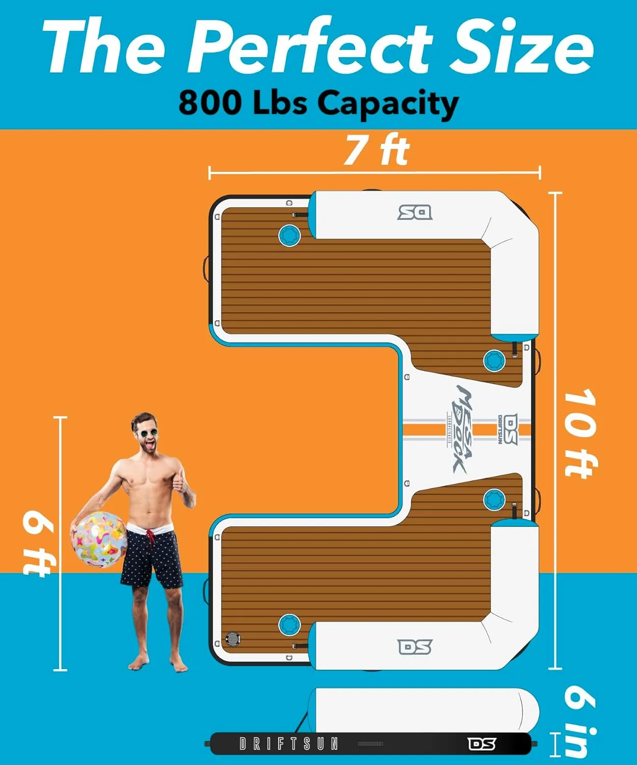 Driftsun Inflatable Floating Dock Platform - Mesa Dock Floats, Floating Docks for Lakes & Boats, Inflatable Island, Swim Platform Quick Inflation, Floating Mats for The Water