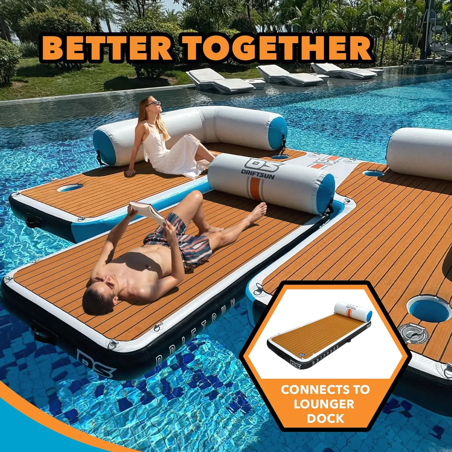 Driftsun Inflatable Floating Dock Platform - Mesa Dock Floats, Floating Docks for Lakes & Boats, Inflatable Island, Swim Platform Quick Inflation, Floating Mats for The Water
