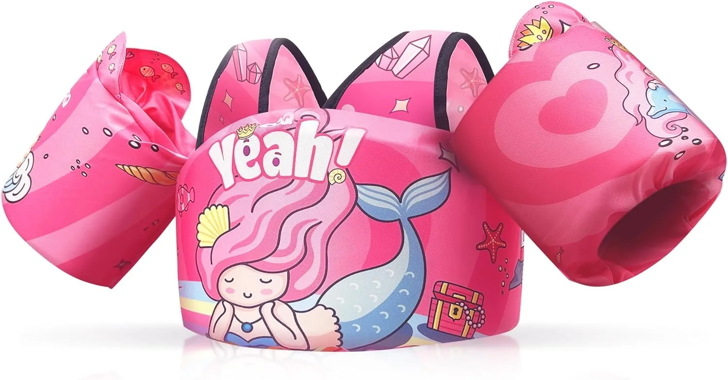 DRQ Toddler Swim Vest, Toddler Floaties for 22-66lbs Kids, Puddle Jumper Kids Life Jacket with Shoulder Harness Arm Wings for Girls Boys 2 3 4 5 6 Years Old Sea Beach Pool