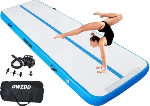 Dwzdd Gymnastics Air Mat 10ft/13ft/16ft/20ft Tumbling Mat Inflatable Gymnastics Tumble Track for Home/Gym/Training/Cheerleading/Water with Electric Pump