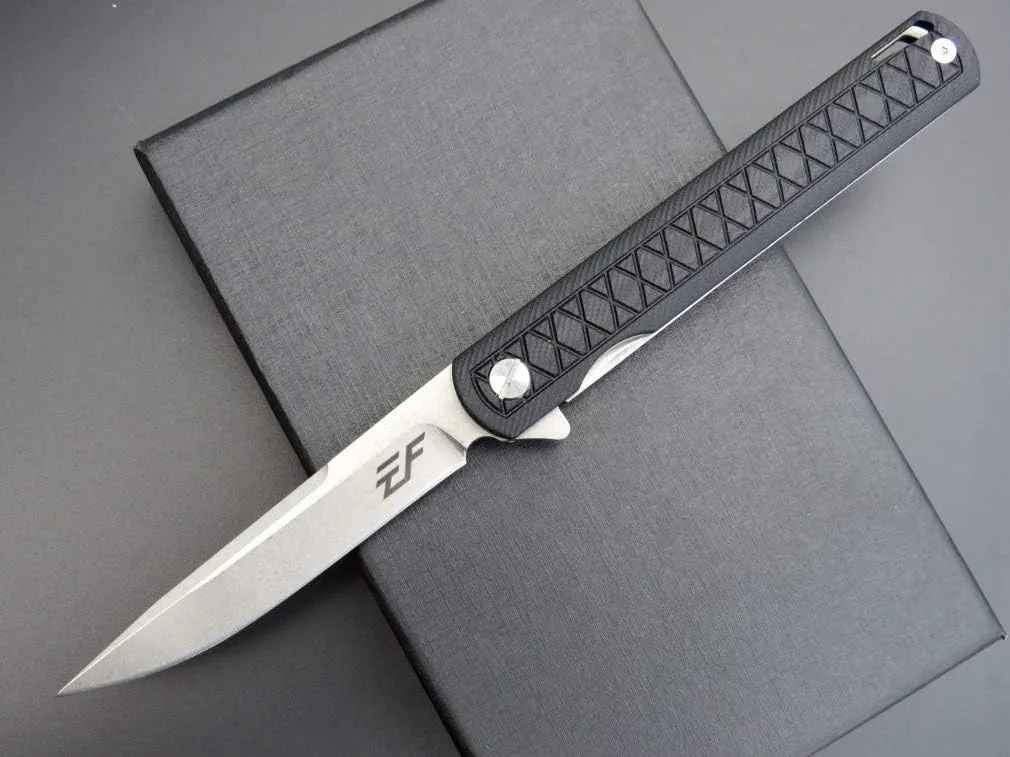 Eafengrow EF16 Folding Knife Flipper Ball Bearing Point D2 Blade G10 Handle with Pocket Clip Everday Carry Pocket Knife Liner Lock Camping Tactical Outdoor Multitool (Black)