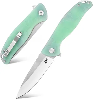 Eafengrow EF237 Folding Knife D2 Steel Blade G10 Handle Scales EDC Knives for Outdoor Working Camping Hiking Fishing(jade)