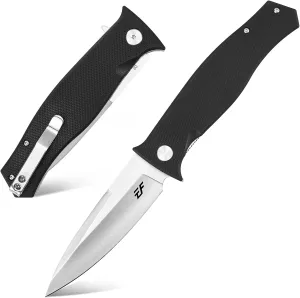 Eafengrow EF238 Folding Knife D2 Steel Blade G10 Handle EDC Tool Knives for Outdoor Working Camping Hiking(black)