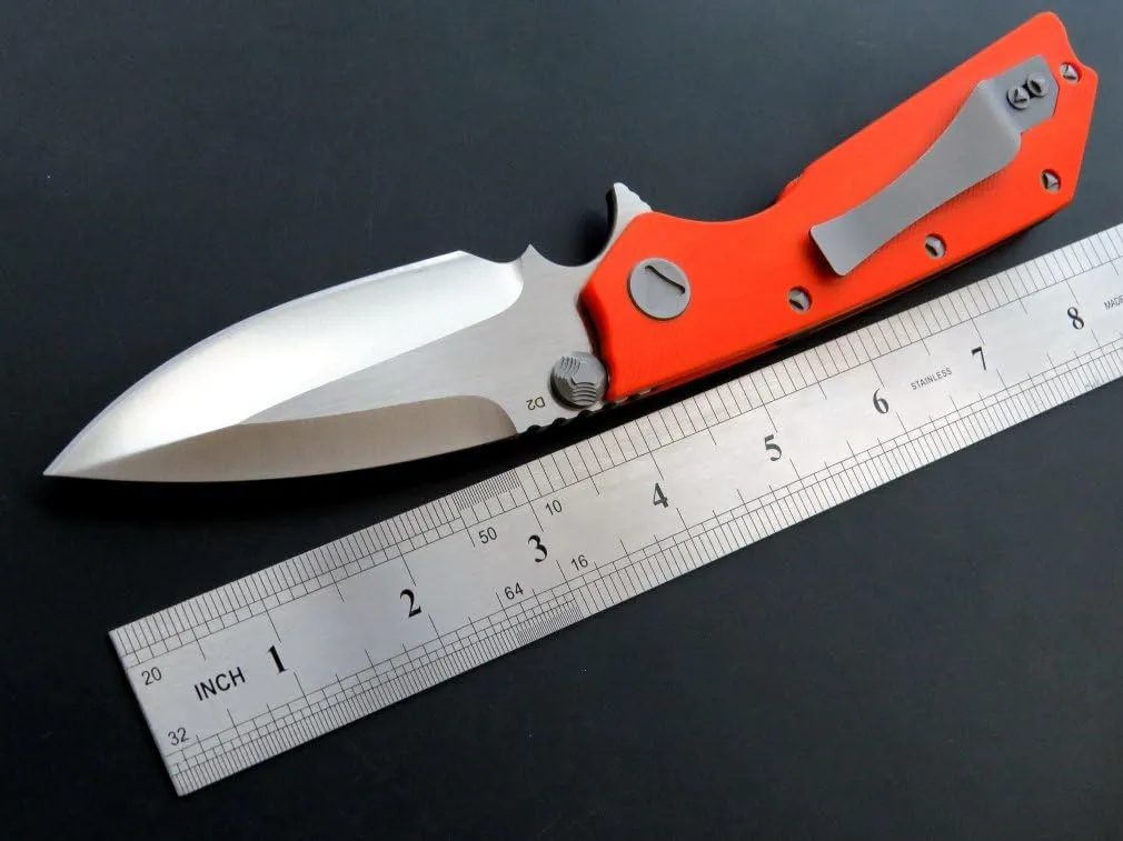 Eafengrow EF335 Folding Knives D2 Blade and G10 Handle,5 inch Closed EDC Pocket Folding Knife with Clip (orange)