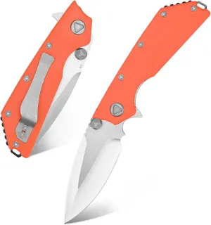 Eafengrow EF335 Folding Knives D2 Blade and G10 Handle,5 inch Closed EDC Pocket Folding Knife with Clip (orange)