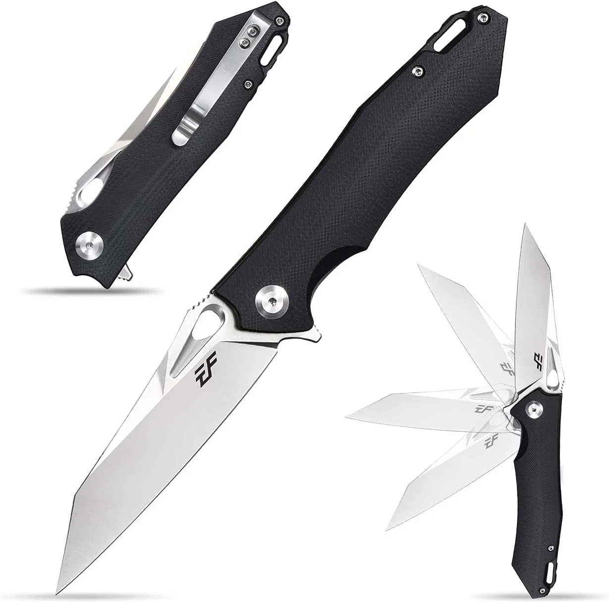 Eafengrow EF934 Pocket Knife D2 Steel Blade Folding Knife G10 Handle Liner Lock Camping Survival Tool Knives for Outdoor Camping Survival Hiking(black)