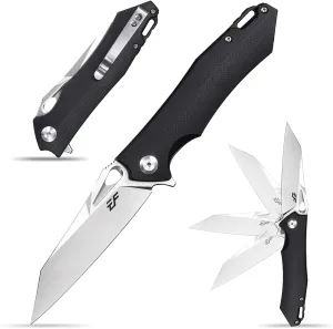Eafengrow EF934 Pocket Knife D2 Steel Blade Folding Knife G10 Handle Liner Lock Camping Survival Tool Knives for Outdoor Camping Survival Hiking(black)