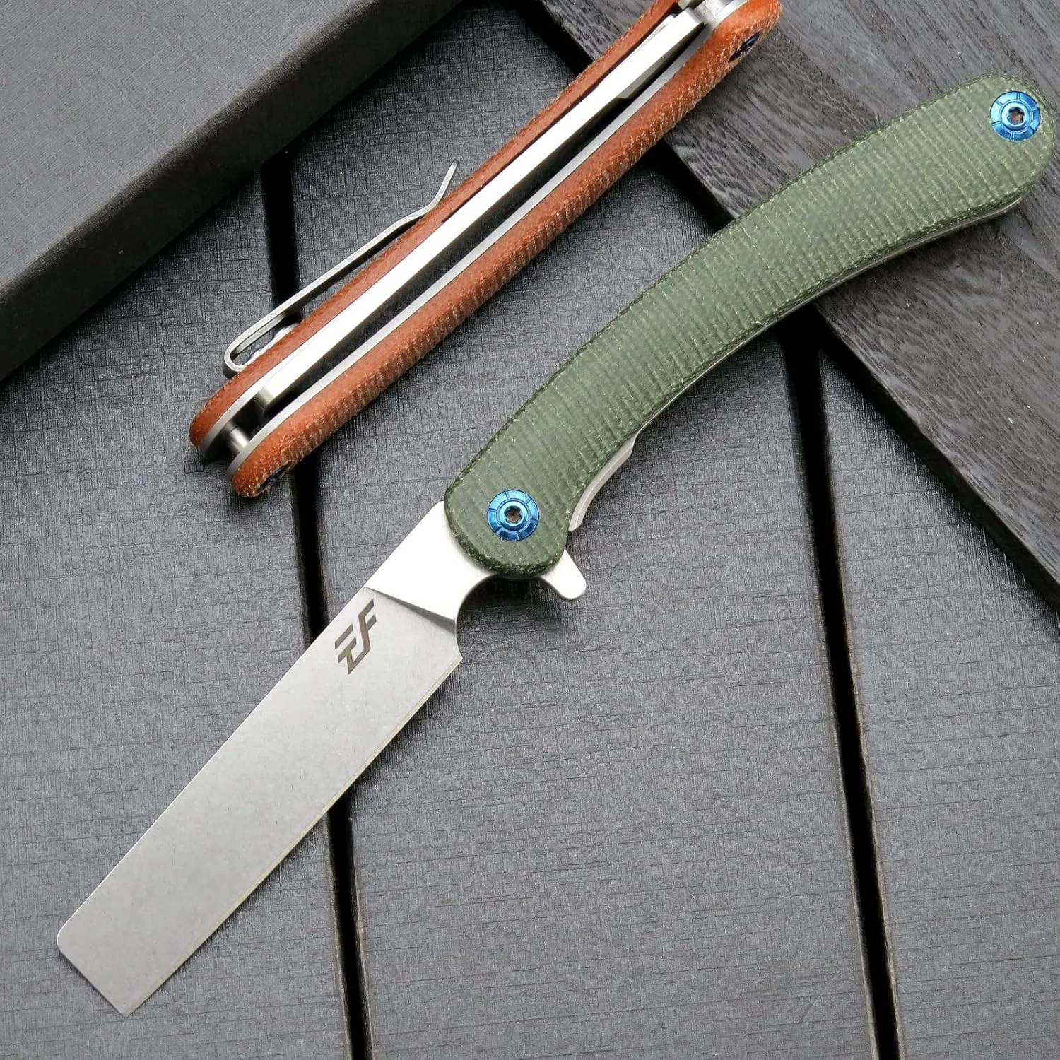 Eafengrow EF939 Folding Knife, D2 Steel Blade Micarta Handle EDC Tool Pocket Knife Folder for Working Camping(Micarta green)