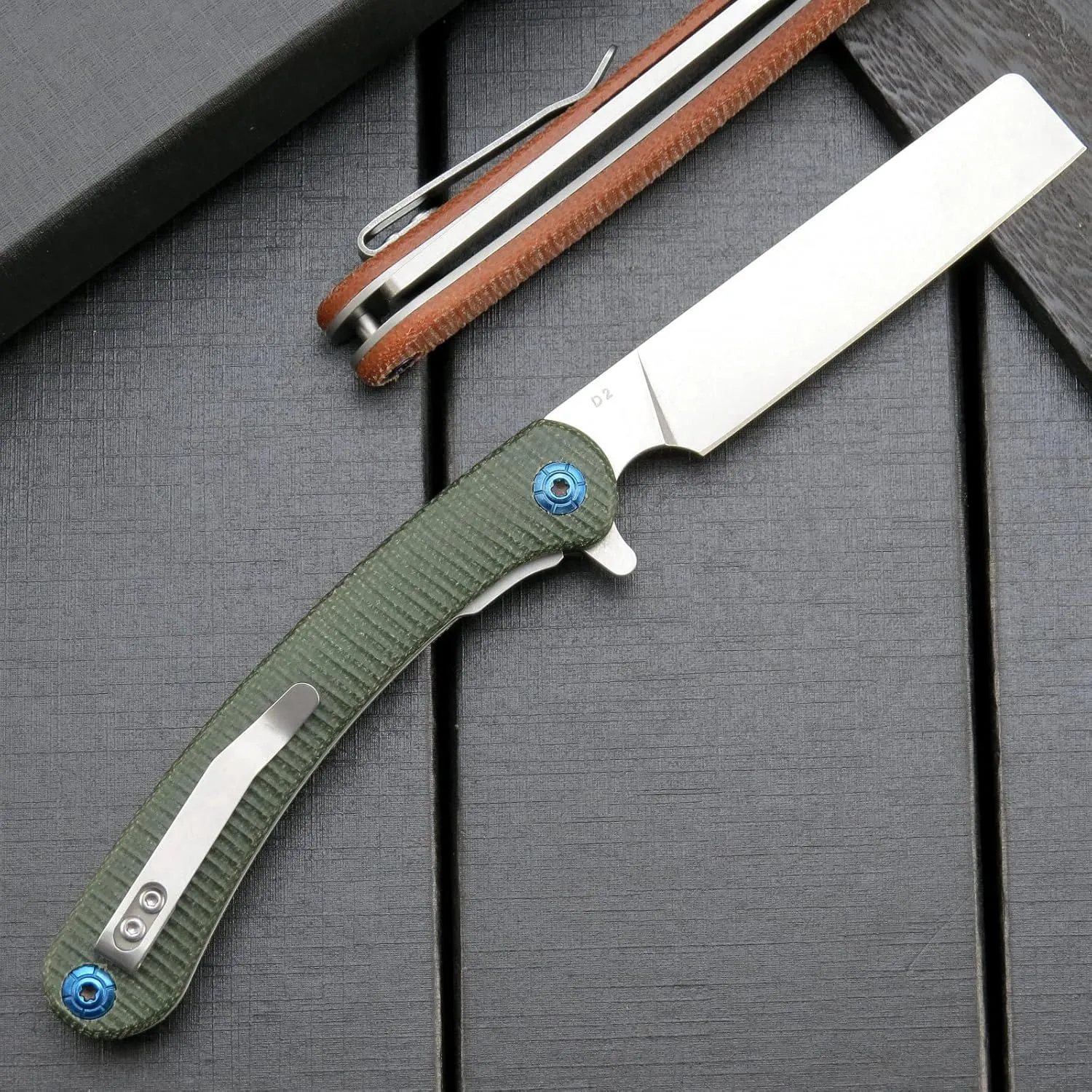 Eafengrow EF939 Folding Knife, D2 Steel Blade Micarta Handle EDC Tool Pocket Knife Folder for Working Camping(Micarta green)