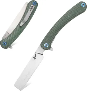 Eafengrow EF939 Folding Knife, D2 Steel Blade Micarta Handle EDC Tool Pocket Knife Folder for Working Camping(Micarta green)