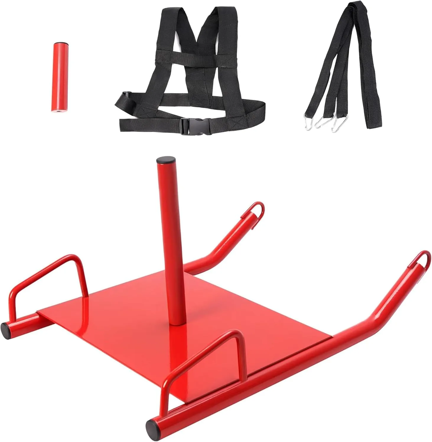 ECOTRIC Fitness Sled with Padded Harness for Athletic Exercise and Speed Improvement - Fits 1-2" Plates