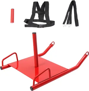 ECOTRIC Fitness Sled with Padded Harness for Athletic Exercise and Speed Improvement - Fits 1-2" Plates