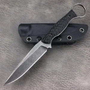 EDC Fixed Blade Knife with Kydex Sheath, Full Tang Survival Knife,8Cr13Mov Blade Black G10 Handle with Finger Loop,Tactical Knife Gifts for Men (black1)