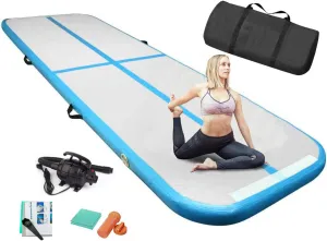 EDOSTORY Inflatable Air Gymnastics Mat 10ft/13ft/16ft/20ft Training Mats 4 inches thick Gymnastics Tracks for Home/Training/Cheerleading/Yoga/Water Sports with 600W Electric Pump