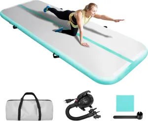 EDOSTORY Inflatable Air Gymnastics Mat 10ft/13ft/16ft/20ft Training Mats 4 inches thick Gymnastics Tracks for Home/Training/Cheerleading/Yoga/Water Sports with 600W Electric Pump