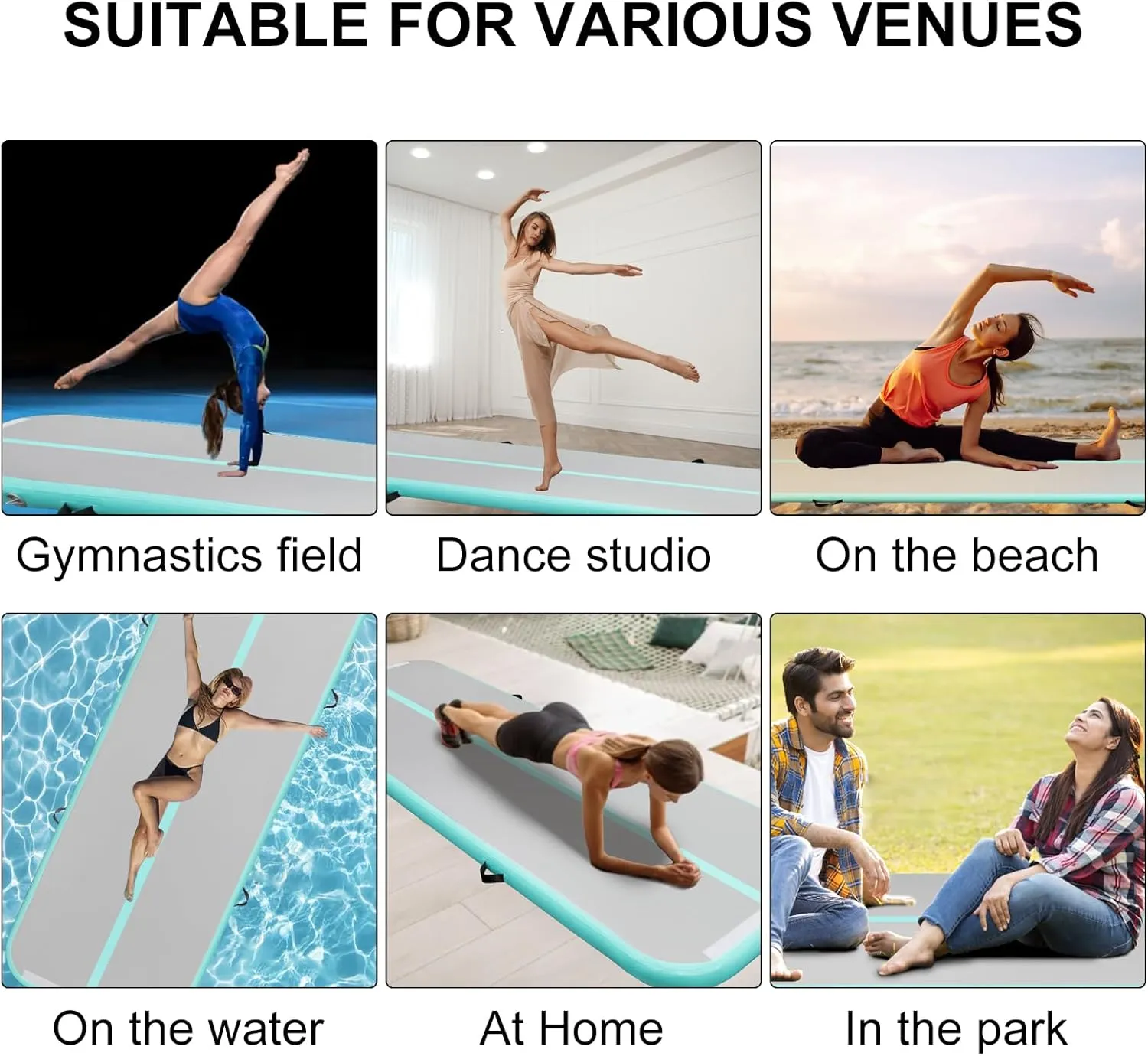 EDOSTORY Inflatable Air Gymnastics Mat 10ft/13ft/16ft/20ft Training Mats 4 inches thick Gymnastics Tracks for Home/Training/Cheerleading/Yoga/Water Sports with 600W Electric Pump
