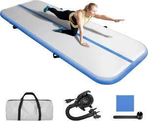 EDOSTORY Inflatable Air Gymnastics Mat 10ft/13ft/16ft/20ft Training Mats 4 inches thick Gymnastics Tracks for Home/Training/Cheerleading/Yoga/Water Sports with 600W Electric Pump