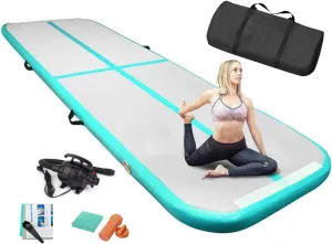 EDOSTORY Inflatable Air Gymnastics Mat 10ft/13ft/16ft/20ft Training Mats 4 inches thick Gymnastics Tracks for Home/Training/Cheerleading/Yoga/Water Sports with 600W Electric Pump