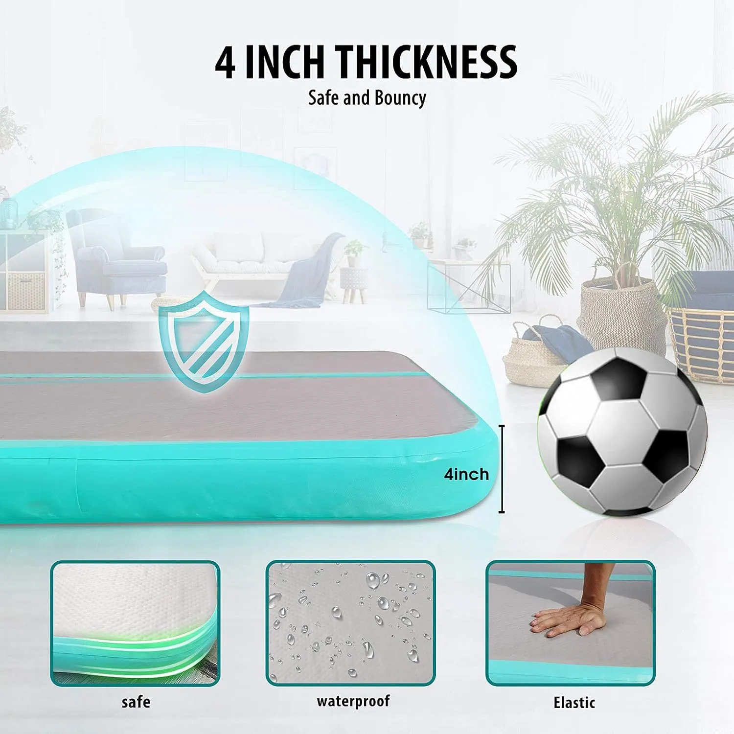 EDOSTORY Inflatable Air Gymnastics Mat 10ft/13ft/16ft/20ft Training Mats 4 inches thick Gymnastics Tracks for Home/Training/Cheerleading/Yoga/Water Sports with 600W Electric Pump