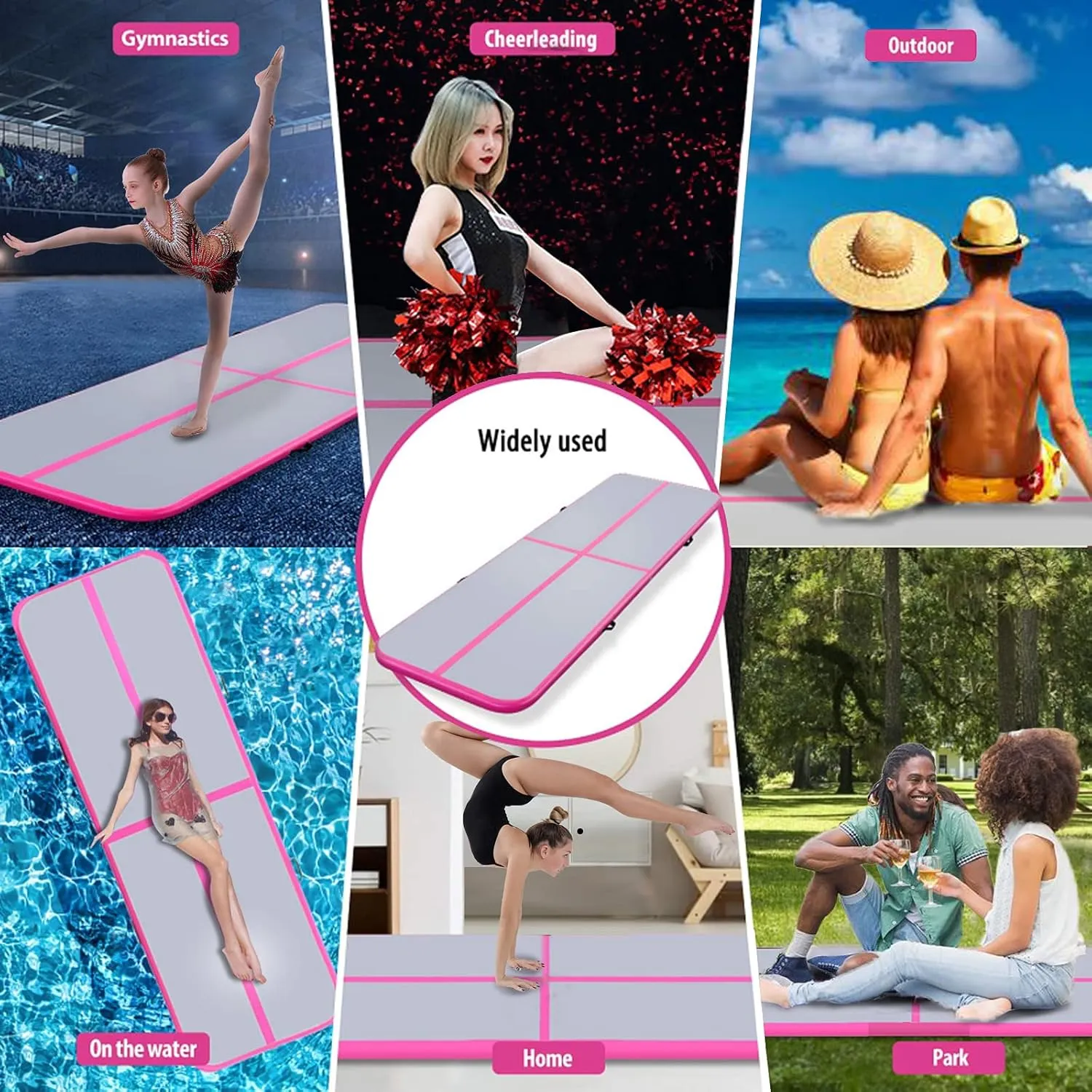 EDOSTORY Inflatable Air Gymnastics Mat 10ft/13ft/16ft/20ft Training Mats 4 inches thick Gymnastics Tracks for Home/Training/Cheerleading/Yoga/Water Sports with 600W Electric Pump