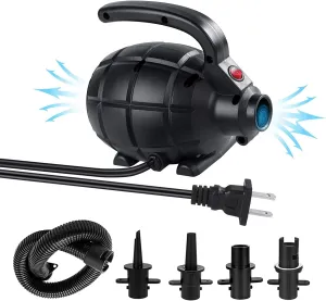 Electric Air Pump for Inflatable Pool Toys, Tumble Track Mat, Outdoor Camping, Inflatable Cushions, Air beds, Boats, Swimming Ring, 110V AC/600W Air Mattress Pump Inflator/Deflator with 4 Nozzles
