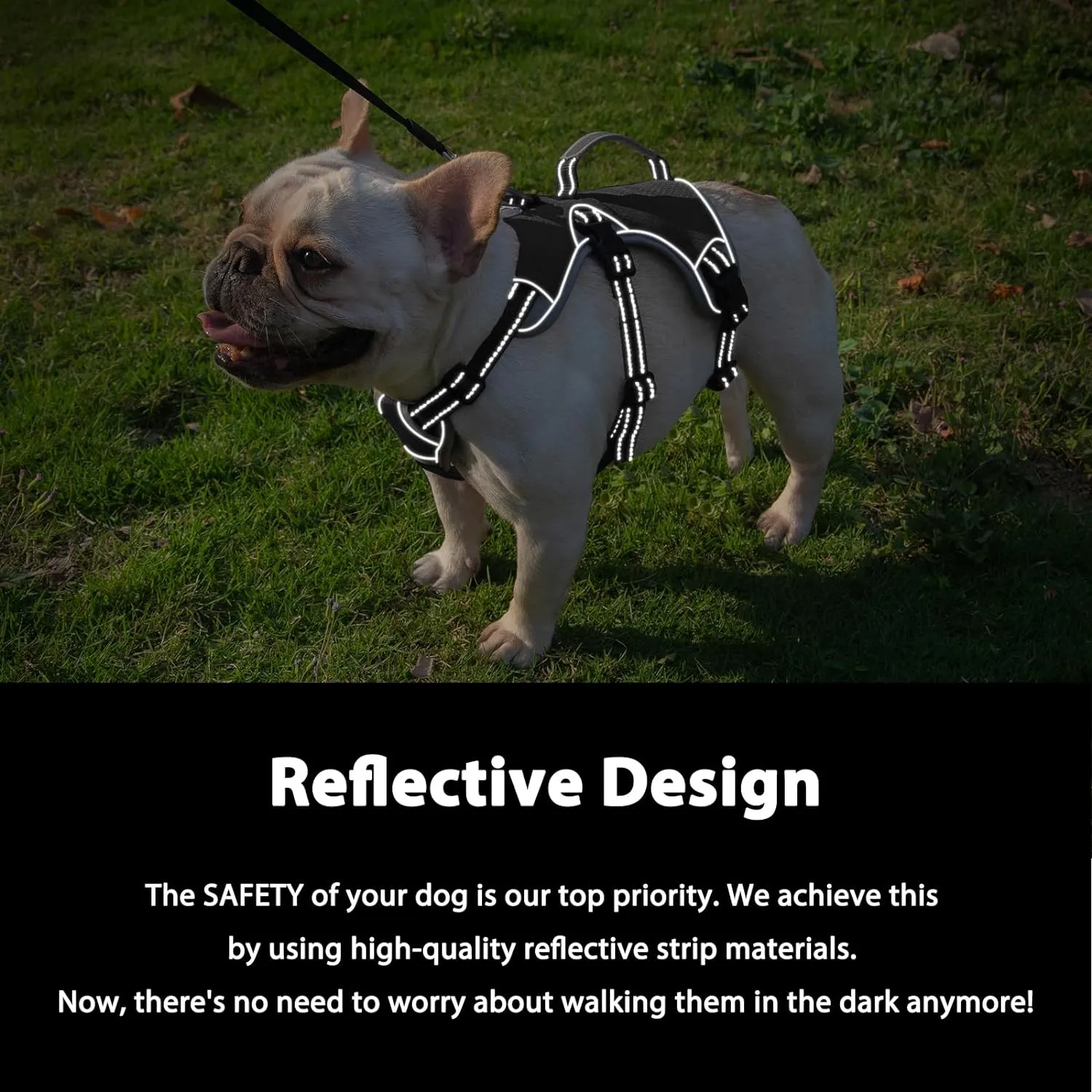 Escape Proof Dog Harness, Escape Artist Harness, Reflective Dog Harness with Handle, Durable,Adjustable Vest for Small Medium Large Dogs Walking, Training, and Running Gear(Black, S)