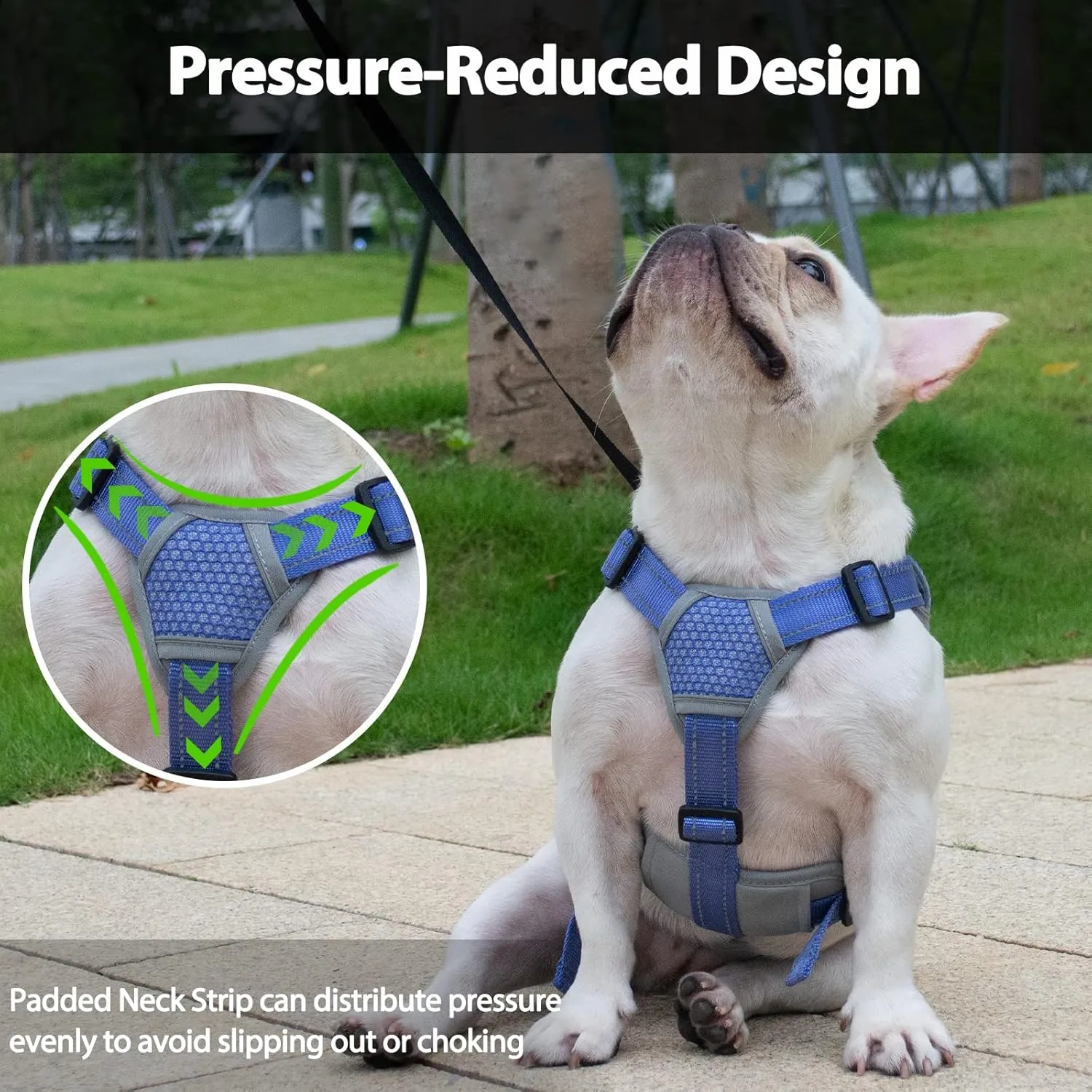 Escape Proof Dog Harness, Escape Artist Harness, Reflective Dog Harness with Handle, Durable,Adjustable Vest for Small Medium Large Dogs Walking, Training, and Running Gear(Technicolor Blue,M)