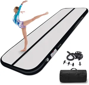 Estgora Tumble Track Mats For Gymnastics 20ft 16ft 13ft 10ft 6.6ft Gymnastics Mat For Tumbling 4/8 Inch Thick Inflatable Air Tumbling Matts For kids Home Use Pool Cheerleading with 600W Electric Pump