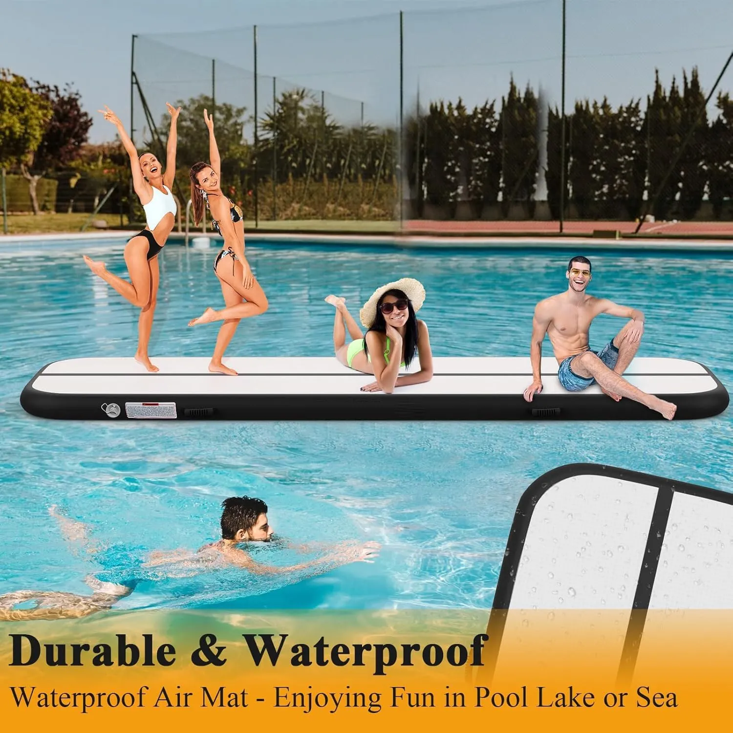 Estgora Tumble Track Mats For Gymnastics 20ft 16ft 13ft 10ft 6.6ft Gymnastics Mat For Tumbling 4/8 Inch Thick Inflatable Air Tumbling Matts For kids Home Use Pool Cheerleading with 600W Electric Pump