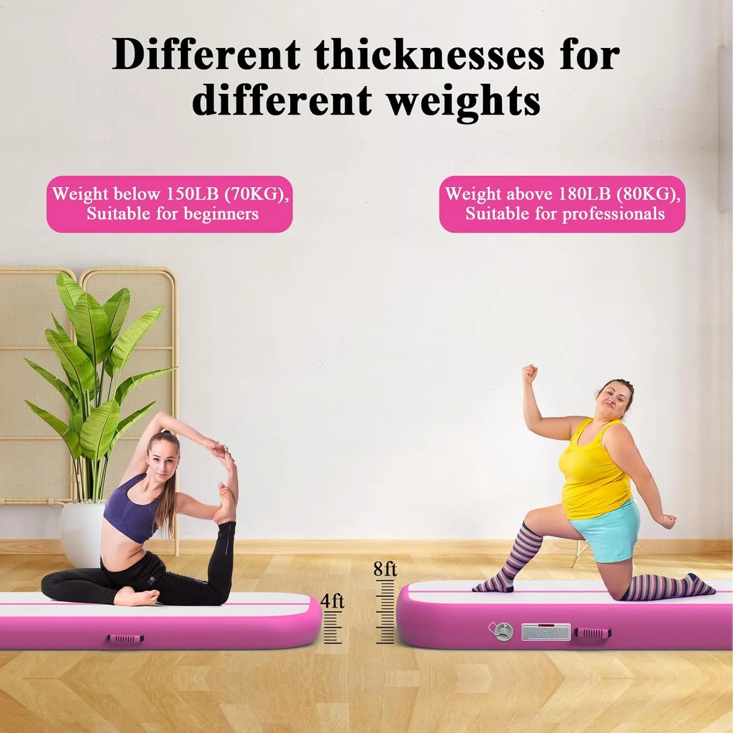 Estgora Tumble Track Mats For Gymnastics 20ft 16ft 13ft 10ft 6.6ft Gymnastics Mat For Tumbling 4/8 Inch Thick Inflatable Air Tumbling Matts For kids Home Use Pool Cheerleading with 600W Electric Pump