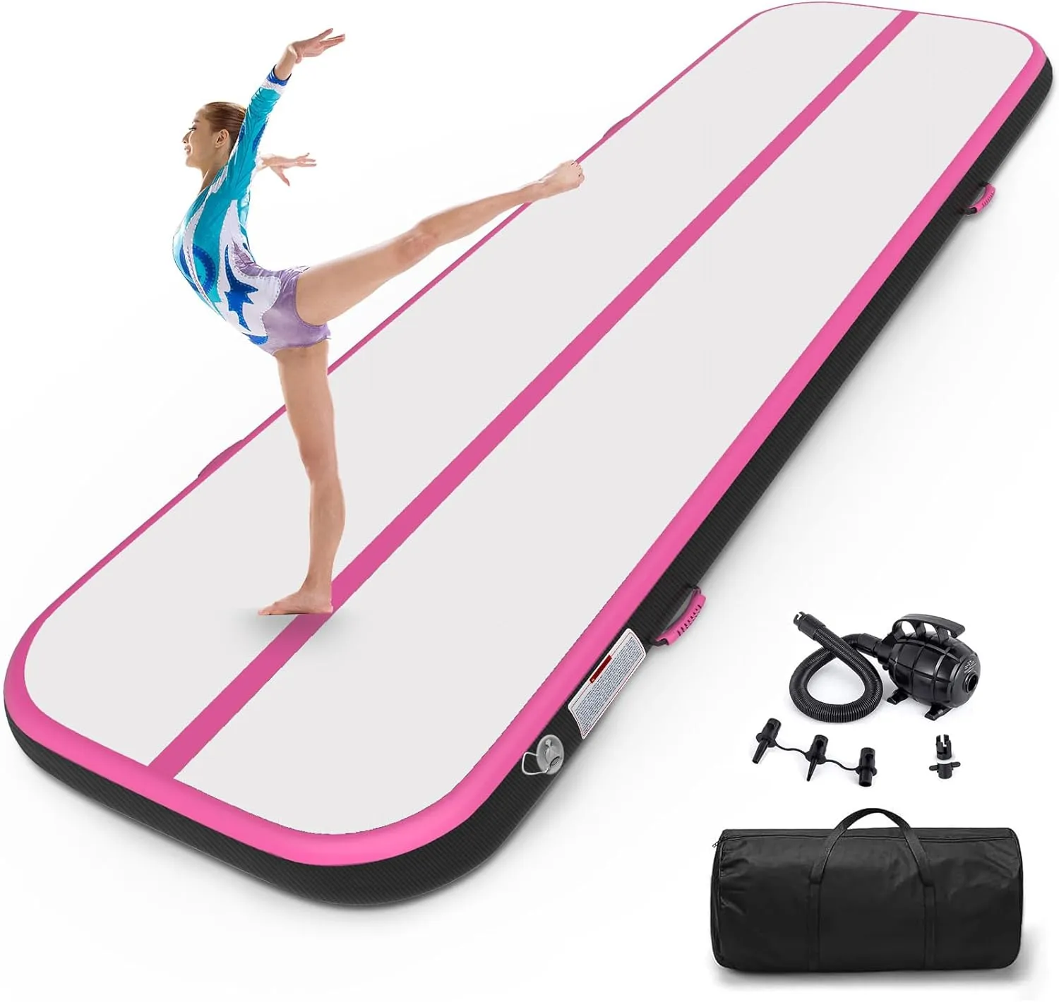 Estgora Tumble Track Mats For Gymnastics 20ft 16ft 13ft 10ft 6.6ft Gymnastics Mat For Tumbling 4/8 Inch Thick Inflatable Air Tumbling Matts For kids Home Use Pool Cheerleading with 600W Electric Pump
