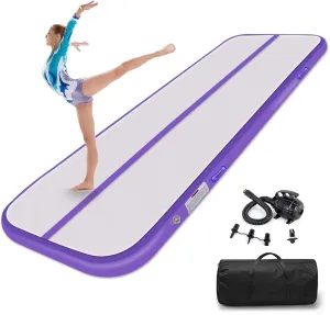 Estgora Tumble Track Mats For Gymnastics 20ft 16ft 13ft 10ft 6.6ft Gymnastics Mat For Tumbling 4/8 Inch Thick Inflatable Air Tumbling Matts For kids Home Use Pool Cheerleading with 600W Electric Pump