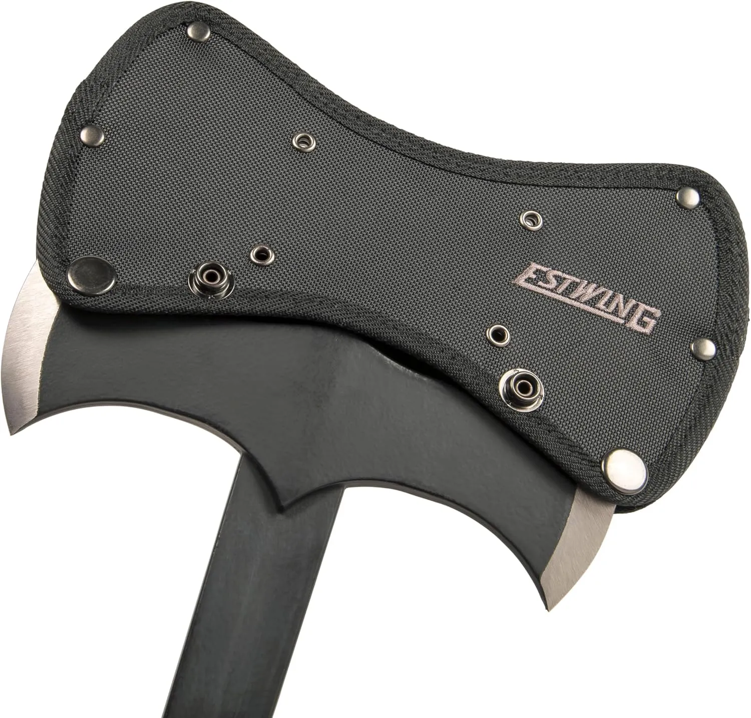 ESTWING Double Bit Axe - 38 oz Wood Spitting Tool with Forged Steel Construction & Shock Reduction Grip - EBDBA
